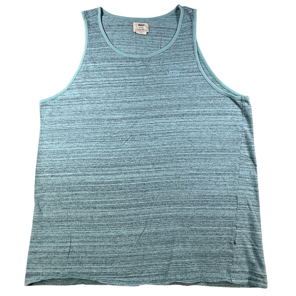 Vans Mens Tank Top‎ Space Dye Logo Medium Teal Blue Knit Skate Summer